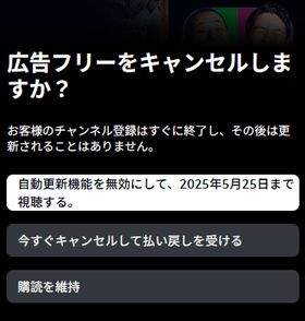 自動更新を無効にして広告フリーオプションの継続をキャンセルする